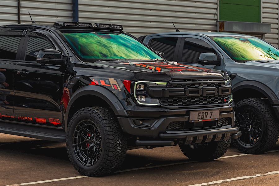 Ford Ranger Raptor installed with Vossen HFX-1 finished in Satin Black 20x10 Super Deep