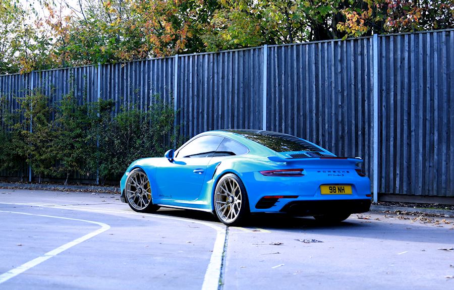 Porsche 991 Turbo S installed with Vossen Forged MX3 in Polished Patina Gold