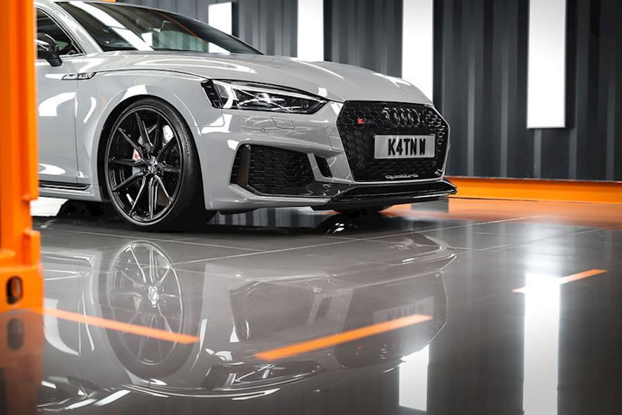 Audi RS5 B9 installed with Vossen HF-3 in Double Tinted Gloss Black