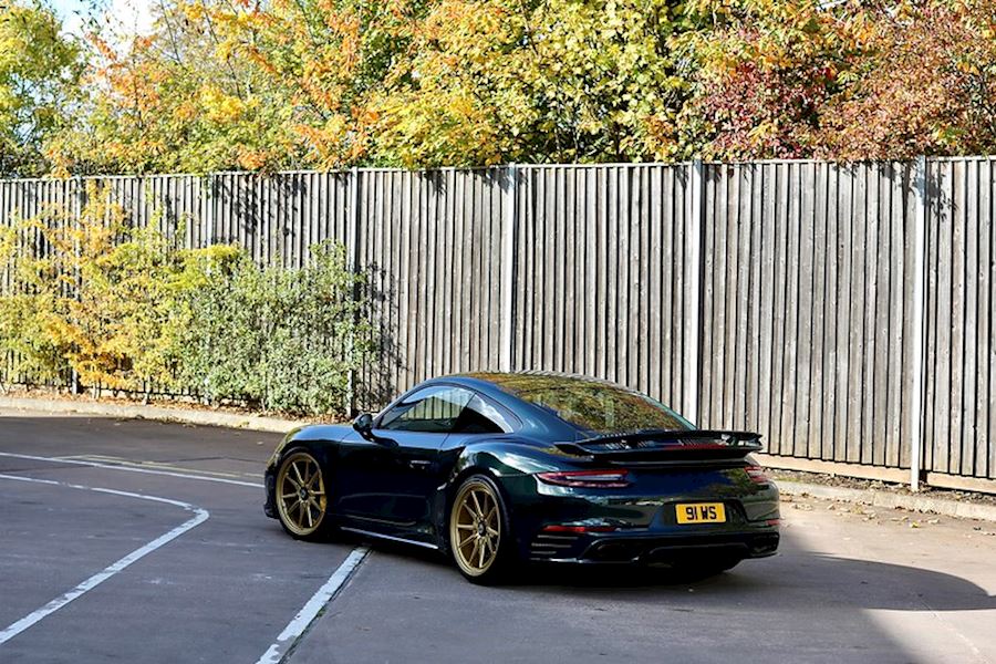 Porsche 991.2 Turbo S lowered and installed with Vossen Forged ML-X2 wheels in Heritage Gold