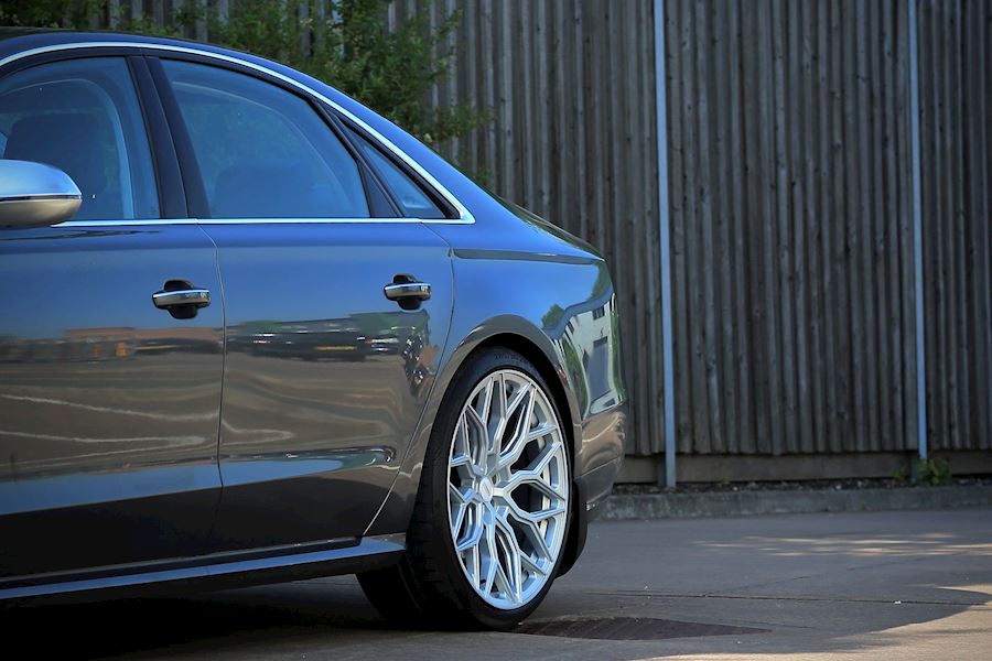 Audi S8 installed with Vossen HF2 wheels in Satin Silver 