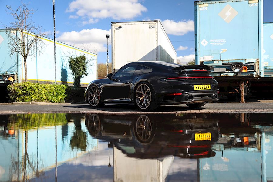 Porsche 992 Turbo installed with Vossen Forged S21-01 in Polished Platinum