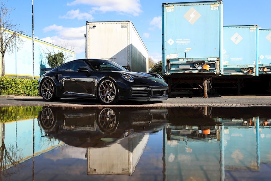 Porsche 992 Turbo installed with Vossen Forged S21-01 in Polished Platinum