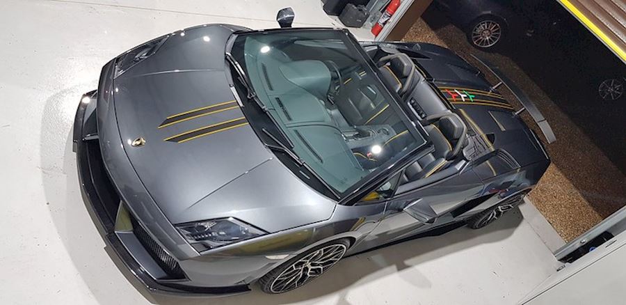 Lamborghini Gallardo installed with Vossen HF-2 wheels in Brushed Gloss Black