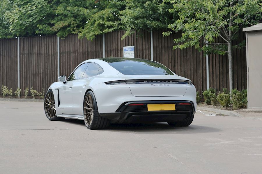 Porsche Taycan Turbo lowered & installed on Vossen HF4T Satin Bronze