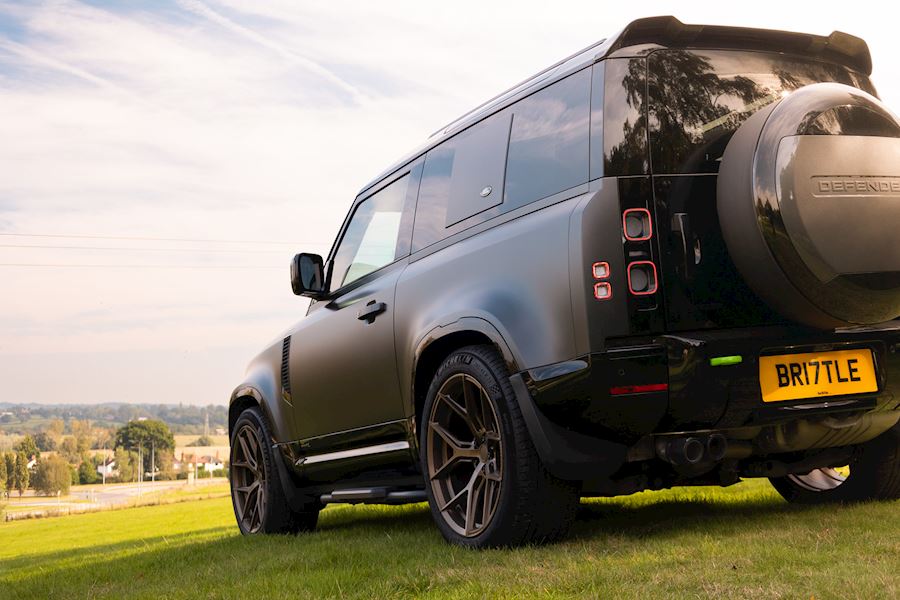 Defender 90 installed with Vossen HF-5 wheels in Satin Bronze