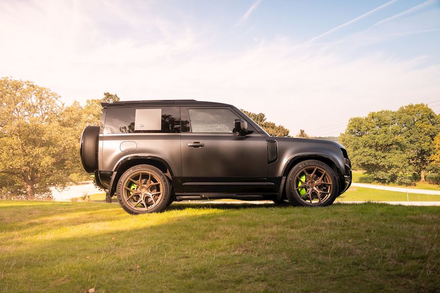 Defender 90 installed with Vossen HF-5 wheels in Satin Bronze