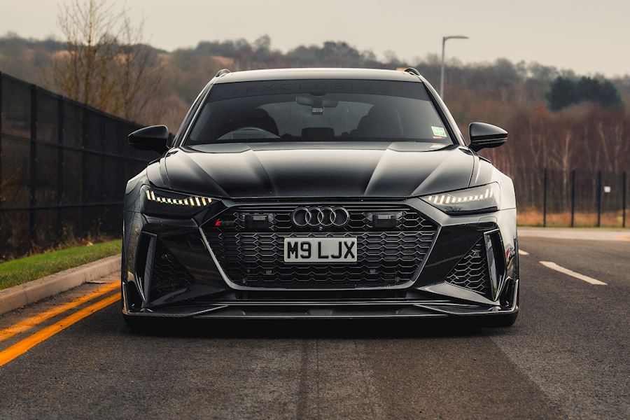 Audi RS6 C8 lowered with Vossen HFX-1 in Satin Black 22x10.5