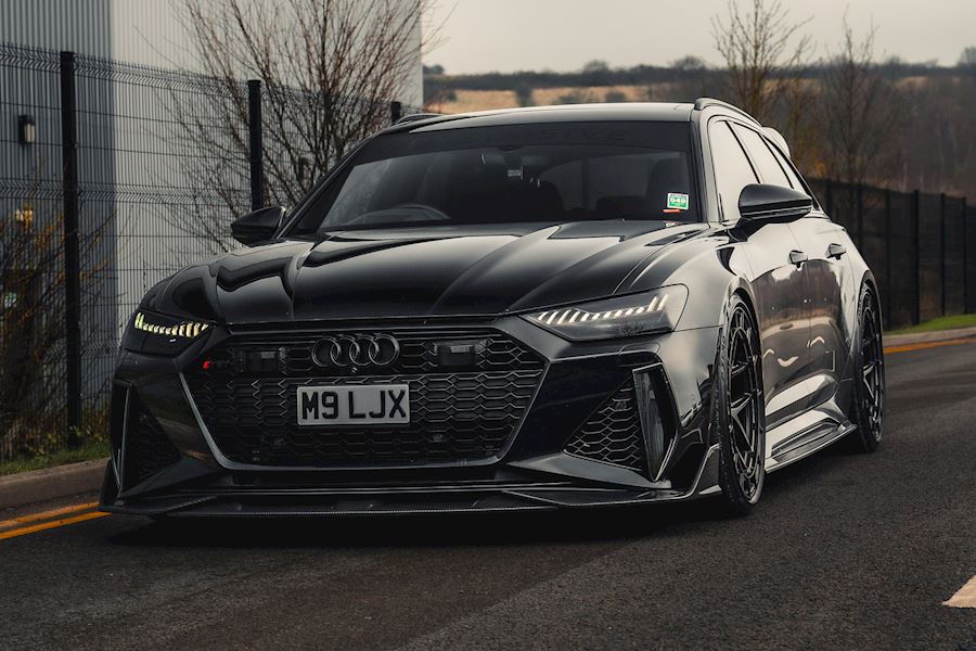 Audi RS6 C8 lowered with Vossen HFX-1 in Satin Black 22x10.5