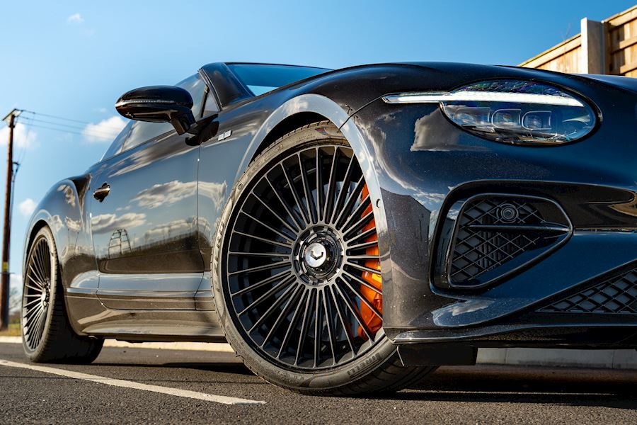 Bentley Continental GT Cabriolet 2025 with Vossen Forged S17-05 wheels finished in Satin Black 22x9.5 22x11
