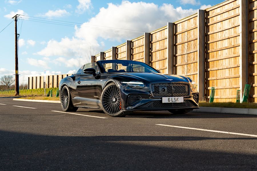 Bentley Continental GT Cabriolet 2025 with Vossen Forged S17-05 wheels finished in Satin Black 22x9.5 22x11