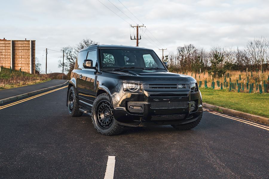Land Rover Defender 90 installed with Black Rhino AWOL wheels finished in Satin Black