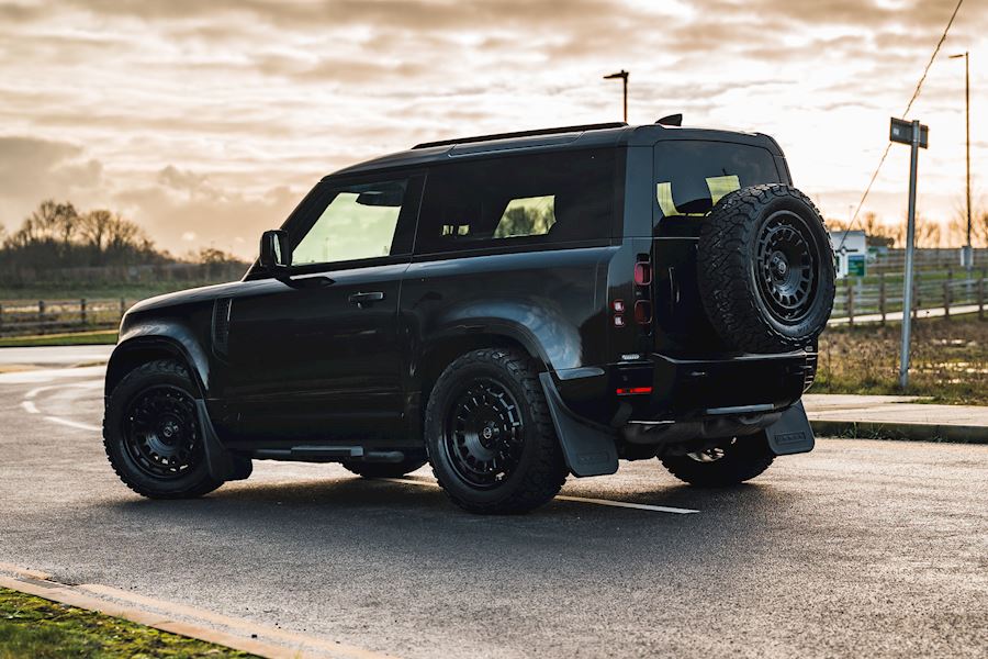 Land Rover Defender 90 installed with Black Rhino AWOL wheels finished in Satin Black