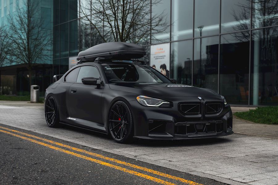 BMW M2 G87 installed with Vossen HFX-2 wheels finished in Gloss Black