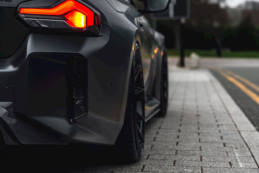 BMW M2 G87 installed with Vossen HFX-2 wheels finished in Gloss Black