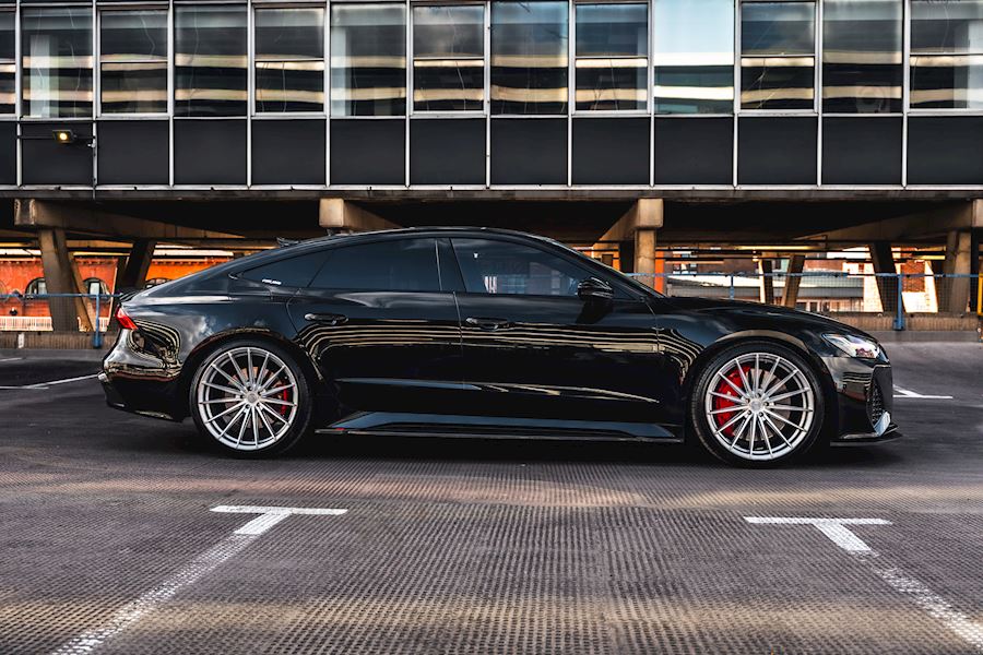 Audi RS7 installed with Vossen HFX-4 wheels finished in Brushed Polished Silver