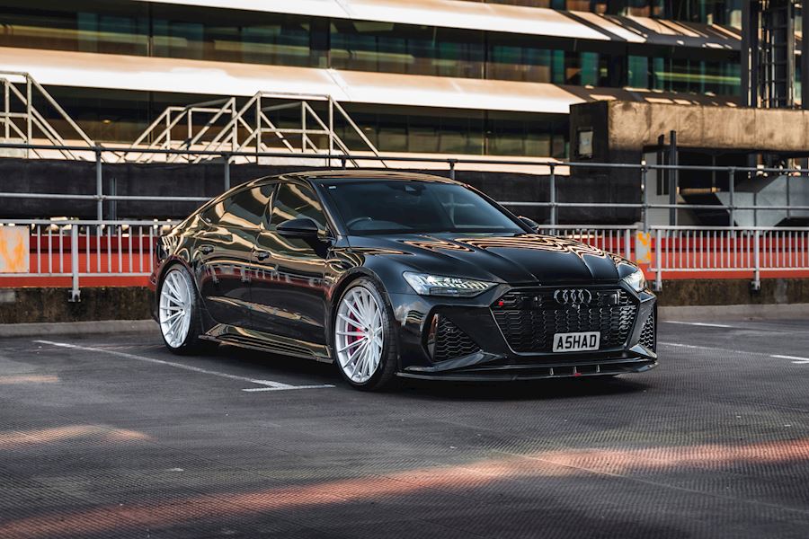 Audi RS7 installed with Vossen HFX-4 wheels finished in Brushed Polished Silver