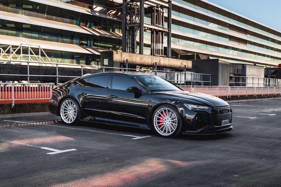 Audi RS7 installed with Vossen HFX-4 wheels finished in Brushed Polished Silver