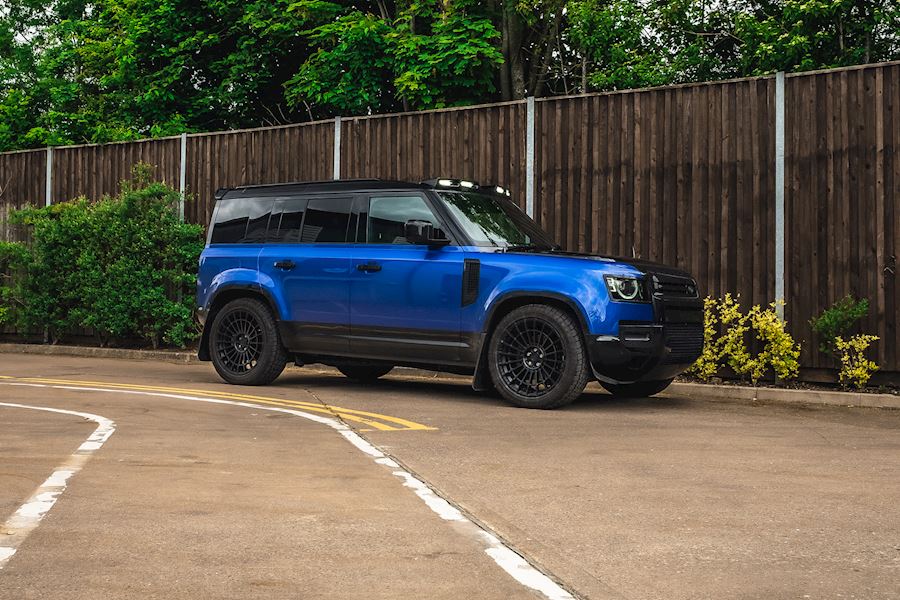 Land Rover Defender 110 installed with Urban WX-3 wheels finished in Satin Black