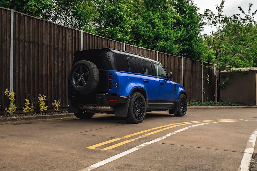 Land Rover Defender 110 installed with Urban WX-3 wheels finished in Satin Black