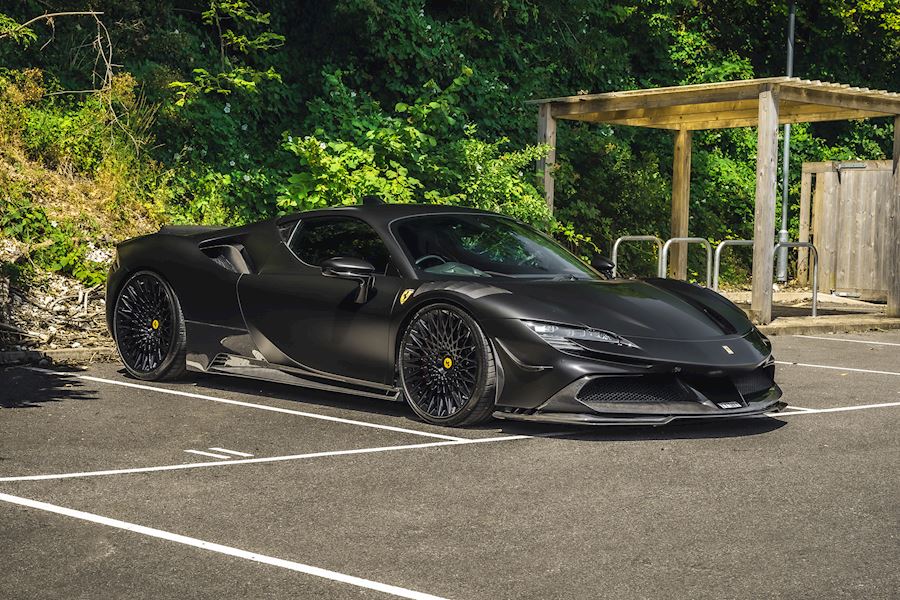 Ferrari SF90 installed with AL13 S025 wheels finished in Gloss Black 21x9.5 22x12