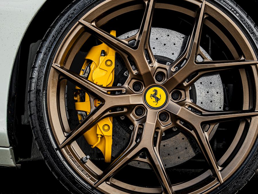 Ferrari 488 Spider installed with Vossen HF-5 wheels finished in Satin Bronze 21x9 21x12