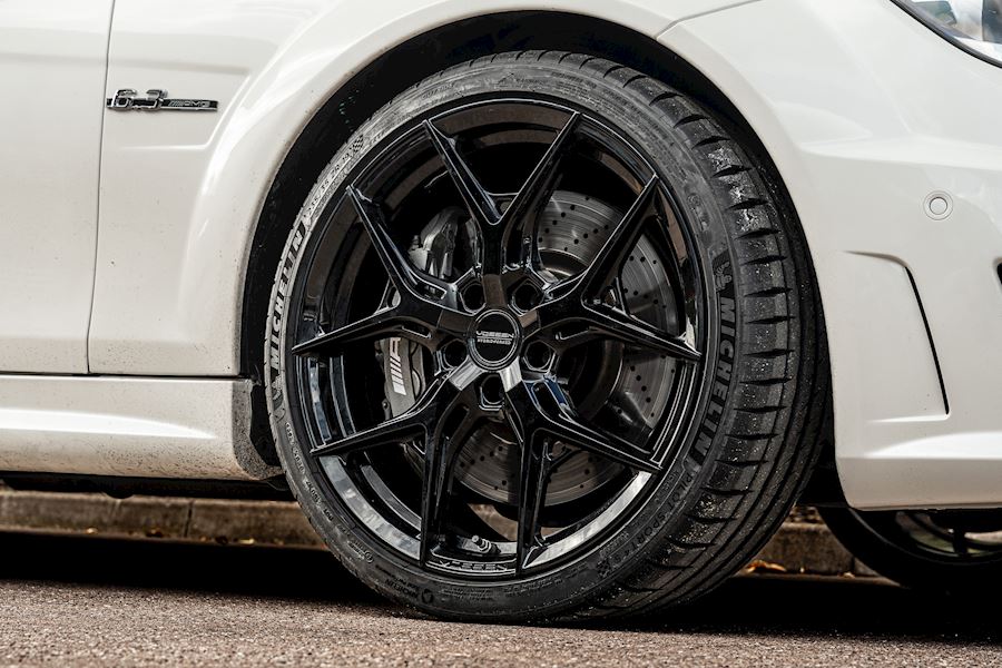 Mercedes C63 AMG Installed with Vossen HF-5 wheels finished in Gloss Black 19x8.5 19x9.5