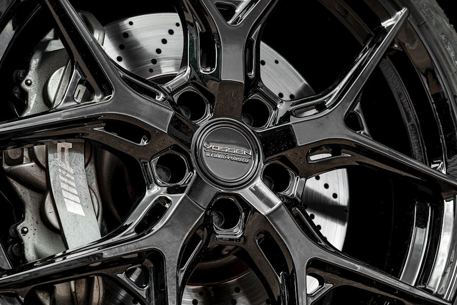 Mercedes C63 AMG Installed with Vossen HF-5 wheels finished in Gloss Black 19x8.5 19x9.5