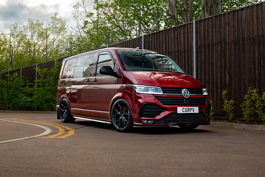 VW T6 Transporter installed with Vossen HF-5 wheels finished in Satin Black 20x9 20x10