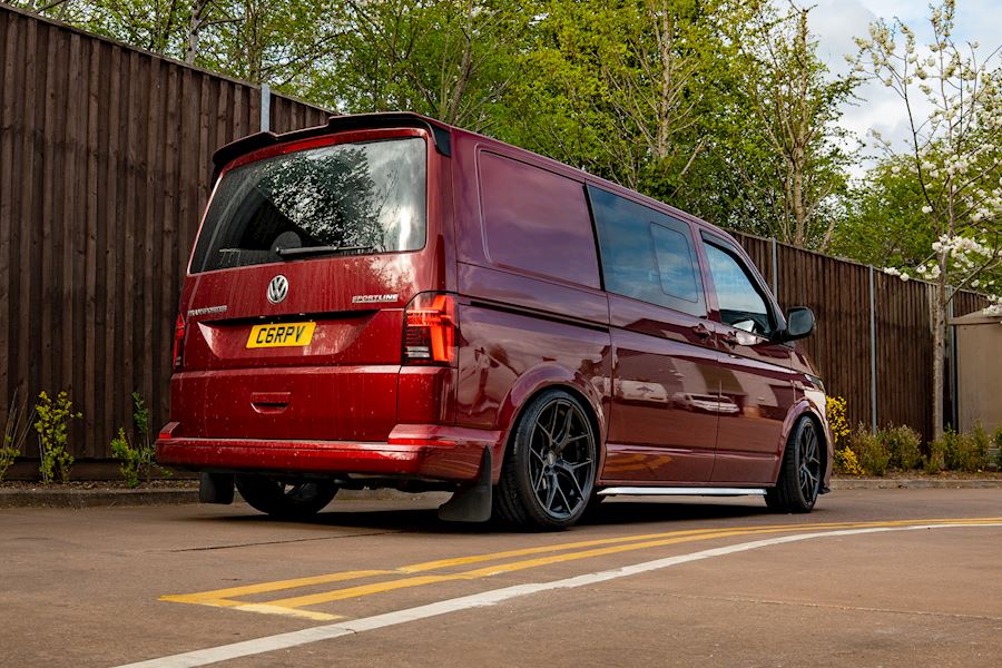 VW T6 Transporter installed with Vossen HF-5 wheels finished in Satin Black 20x9 20x10