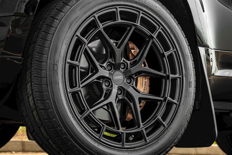 LR Defender Installed with Vossen HFX-1 wheels finished in Satin Black 22x10.5, Deep Front, Super Deep Rear