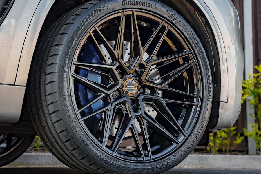BMW X5m Installed with Vossen HF-7 wheels finished in Gloss Black 22x10.5 Deep 22x12 Super Deep