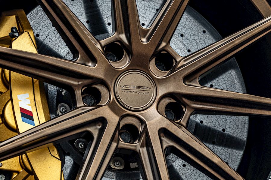 BMW G99 M5 Installed with Vossen HFX-2 wheels finished in Satin Bronze 21x10.5 Deep 22x21 Super Deep