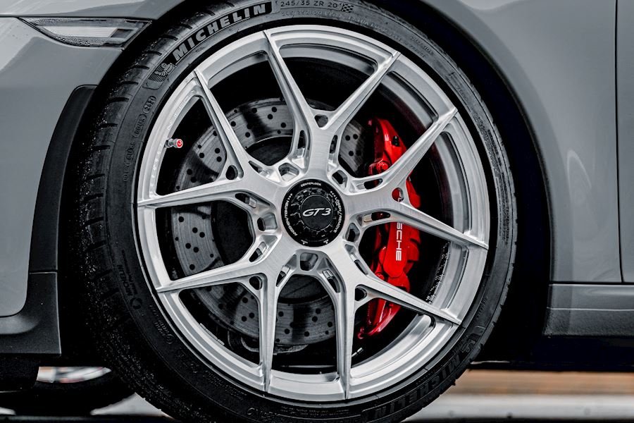 Porsche 911 GT3 Touring installed with Vossen S21-01 wheels finished in Brushed Gloss Clear 20x9 20x12
