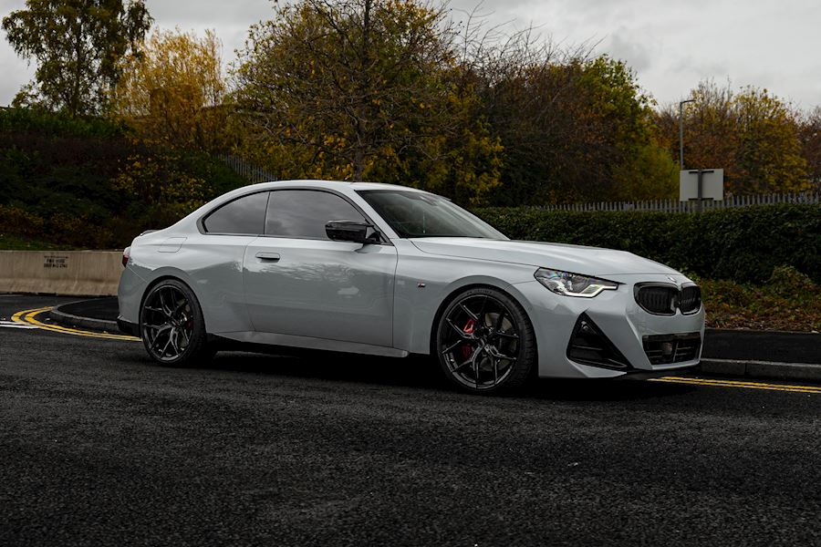 BMW M240i installed with Vossen HF-5 wheels finished in Gloss Black 20x9 20x10.5