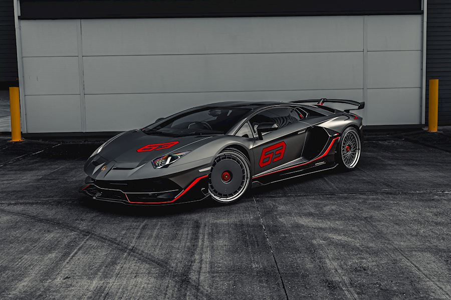 Lamborghini Aventador SVJ 63 installed with HRE 501 & HRE 935 wheels finished in Satin Charcoal Centres with Polished Outer's 21x9 22x12