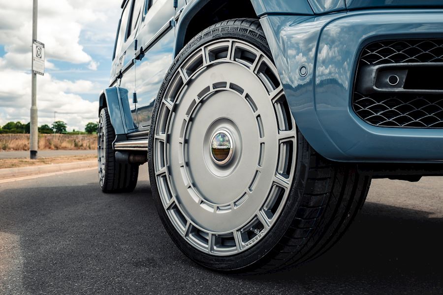 Mercedes G63 installed with Vossen HF-9 wheels finished in Satin Silver 24x10