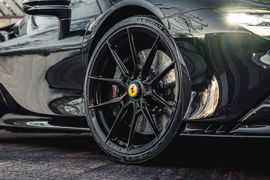 Ferrari SF90 Stradale installed with Vossen x Novitec NF-10 wheels finished in Gloss Black 21x9.5 21x12