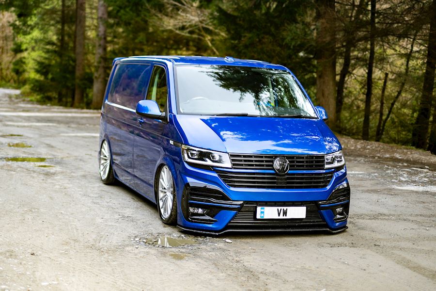 Volkswagen T6 installed with Vossen VPS-2 wheels finished in Brushed Gloss Clear 20x9 20x10