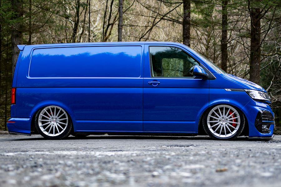Volkswagen T6 installed with Vossen VPS-2 wheels finished in Brushed Gloss Clear 20x9 20x10