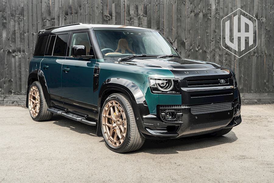 Land Rover Defender 110 installed with Vossen HFX-1 wheels finished in Satin Bronze 23x10.5 Mid Front, Superdeep Rear