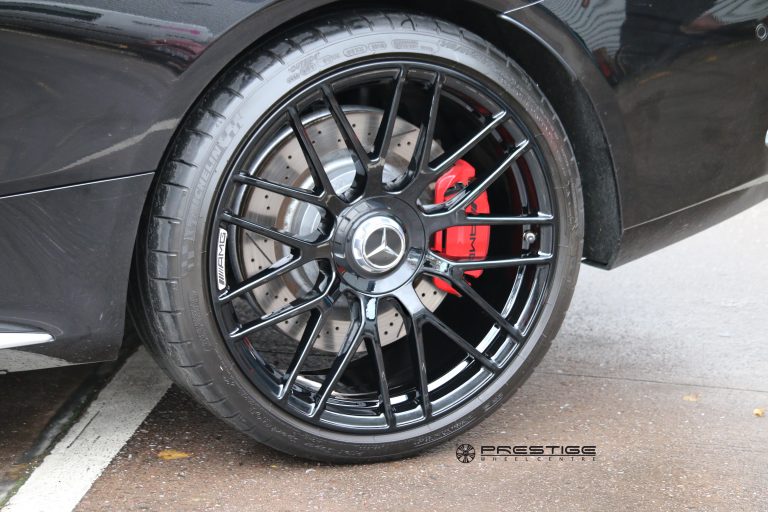 Mercedes C63s AMG – Stock wheels custom finished to gloss black ...